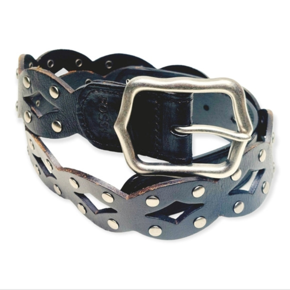 Fossil Leather‎ Belt Silver Belt buckle - Picture 1 of 4